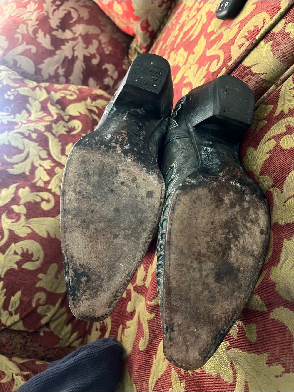 Women's Teal Embroidered Western Boots - Picture 4 of 5